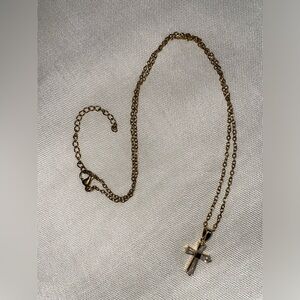 B. Collective Gold Glass Cross Pendant Necklace (Boutique) | SAMPLE SALE